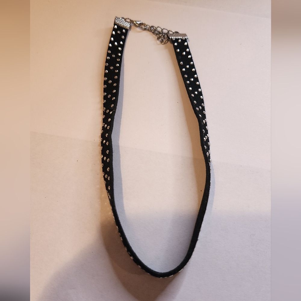 Black and silver studded choker necklace